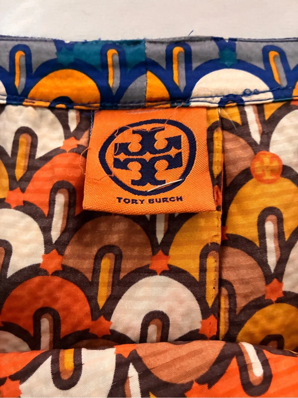 Tory Burch Blue orange & Gold Patterned A-Line Women's Skirt with pleats
